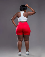 Fitflex Bike Short & Lytluxe Sports Bra (White - Red Combo)