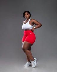 Fitflex Bike Short & Lytluxe Sports Bra (White - Red Combo)