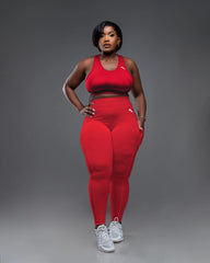 Bold in Red - The Lytluxe Sports Bra and Lytluxe Leggings.