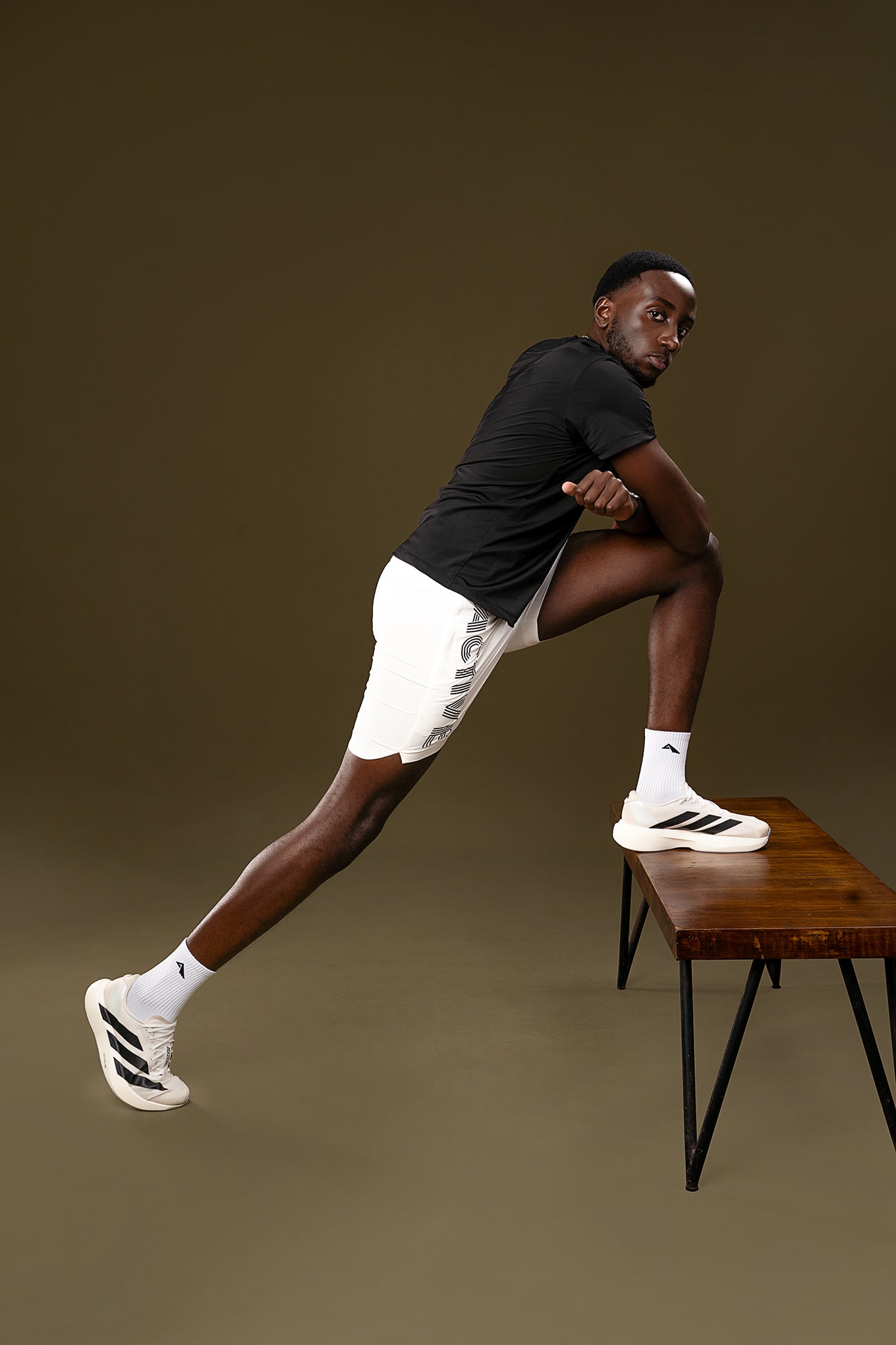 Vital Muscle Tshirt and Linerless Short - Black on white