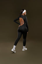 Backless Playsuit with Sleeves - Black