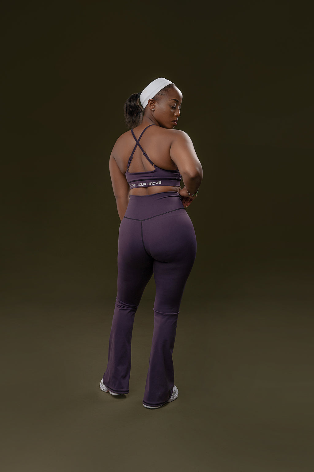 The Cross Back Bra and Flared Aura Pant Set
