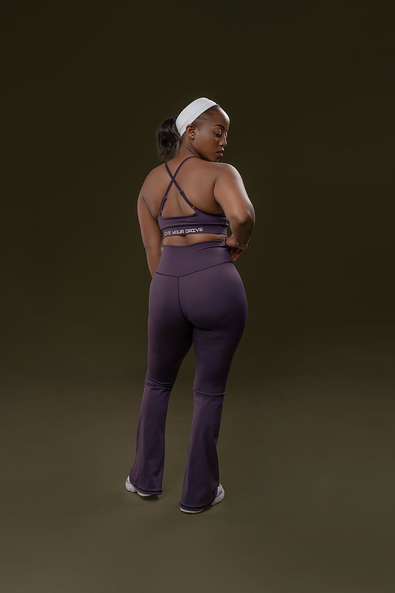 The Cross Back Bra and Flared Aura Pant Set