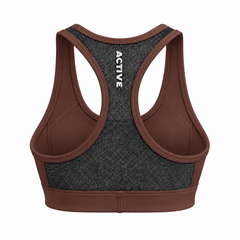 Lytluxe Sports Bra - Meshed Back - Dark Brown