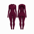 Backless Playsuit with Sleeves - Claret