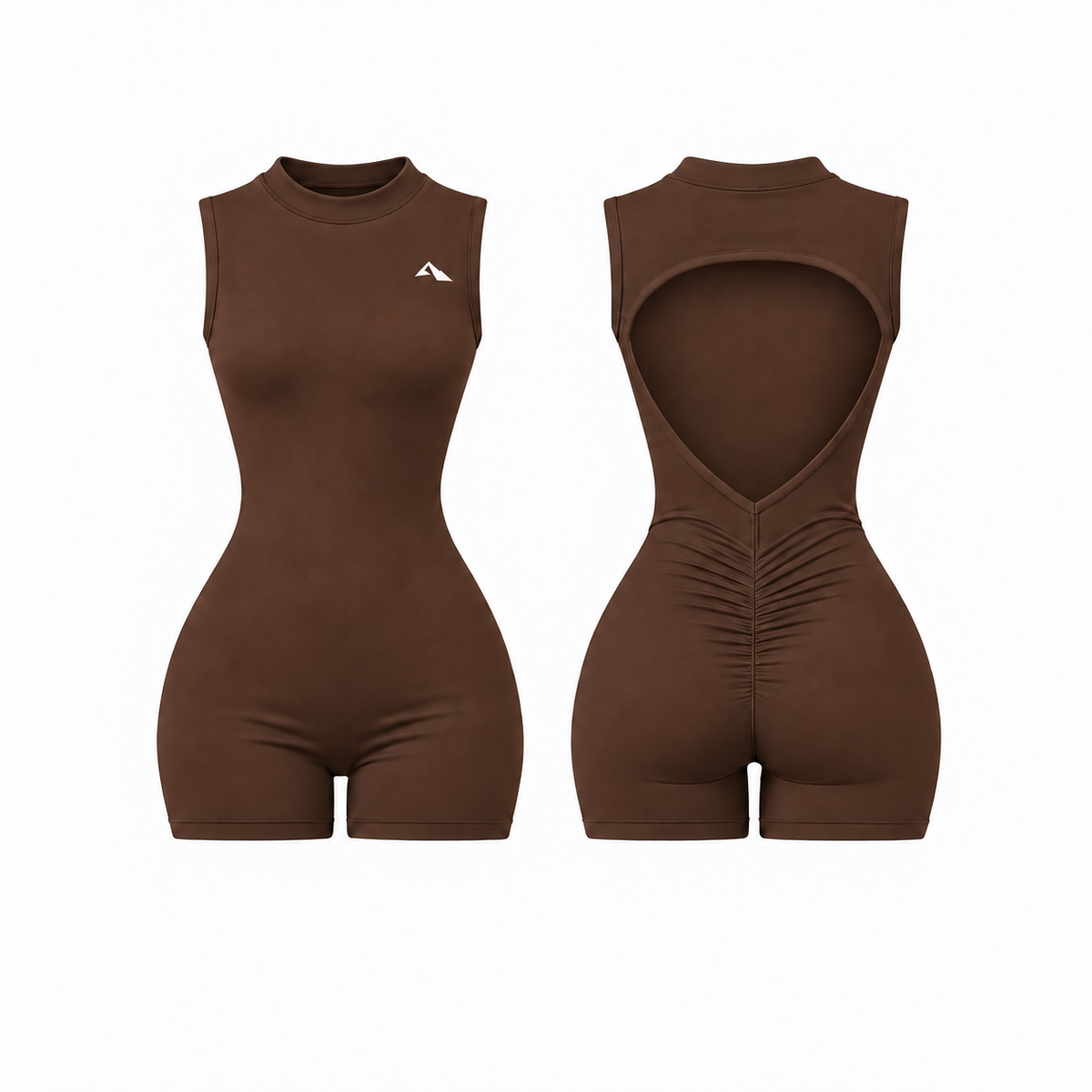 Backless Sculpt Motion Contour Romper  - Dark Brown