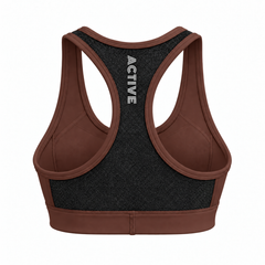 Lytluxe Sports Bra - Meshed Back - Dark Brown