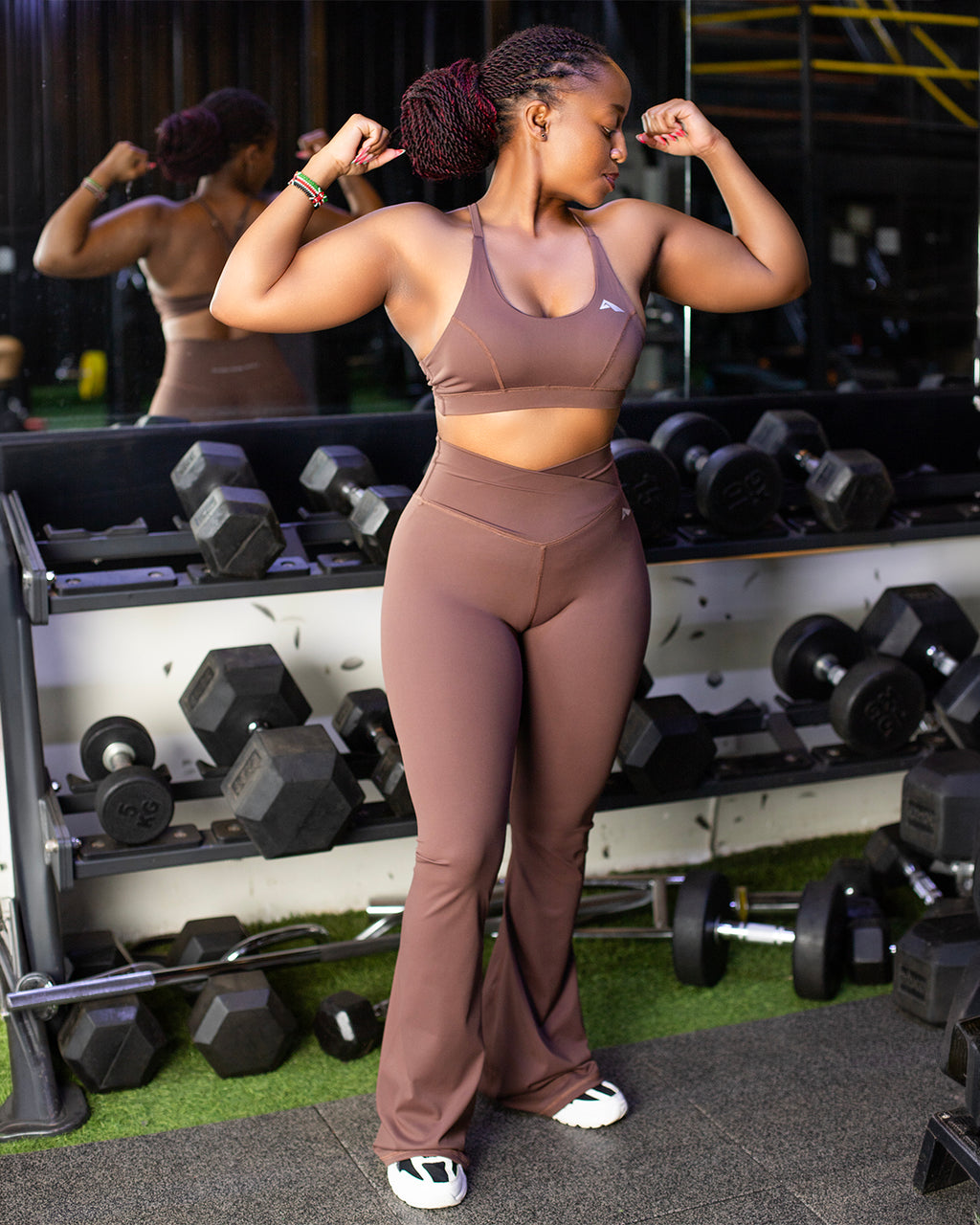Sculpt Motion Prime Knot Bra and Flared Aura Pant Set