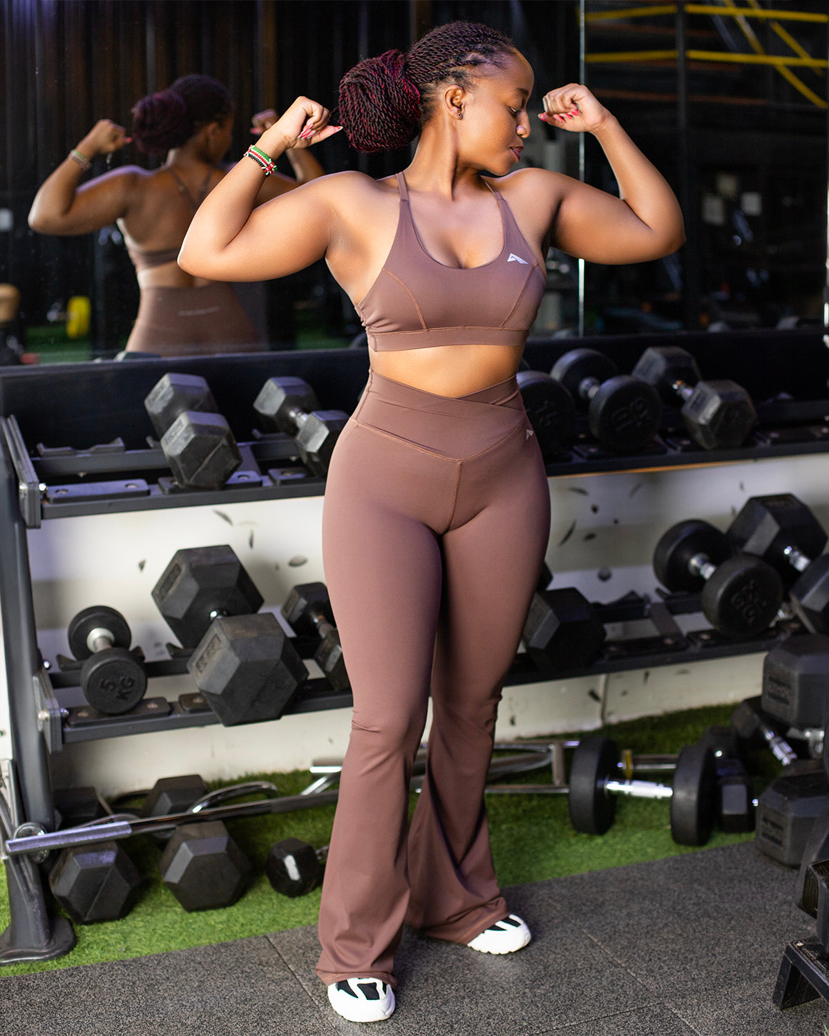 Sculpt Motion Prime Knot Bra and Flared Aura Pant Set
