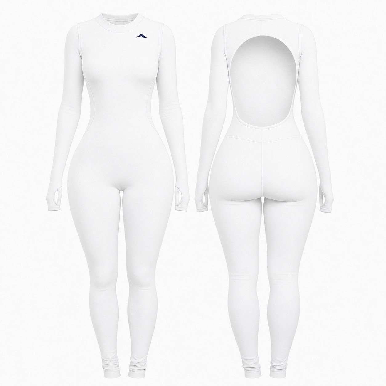 Backless Playsuit with Sleeves - White