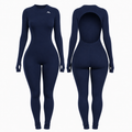Backless Playsuit with Sleeves - Navy Blue
