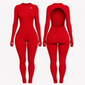 Backless Playsuit with Sleeves - Red