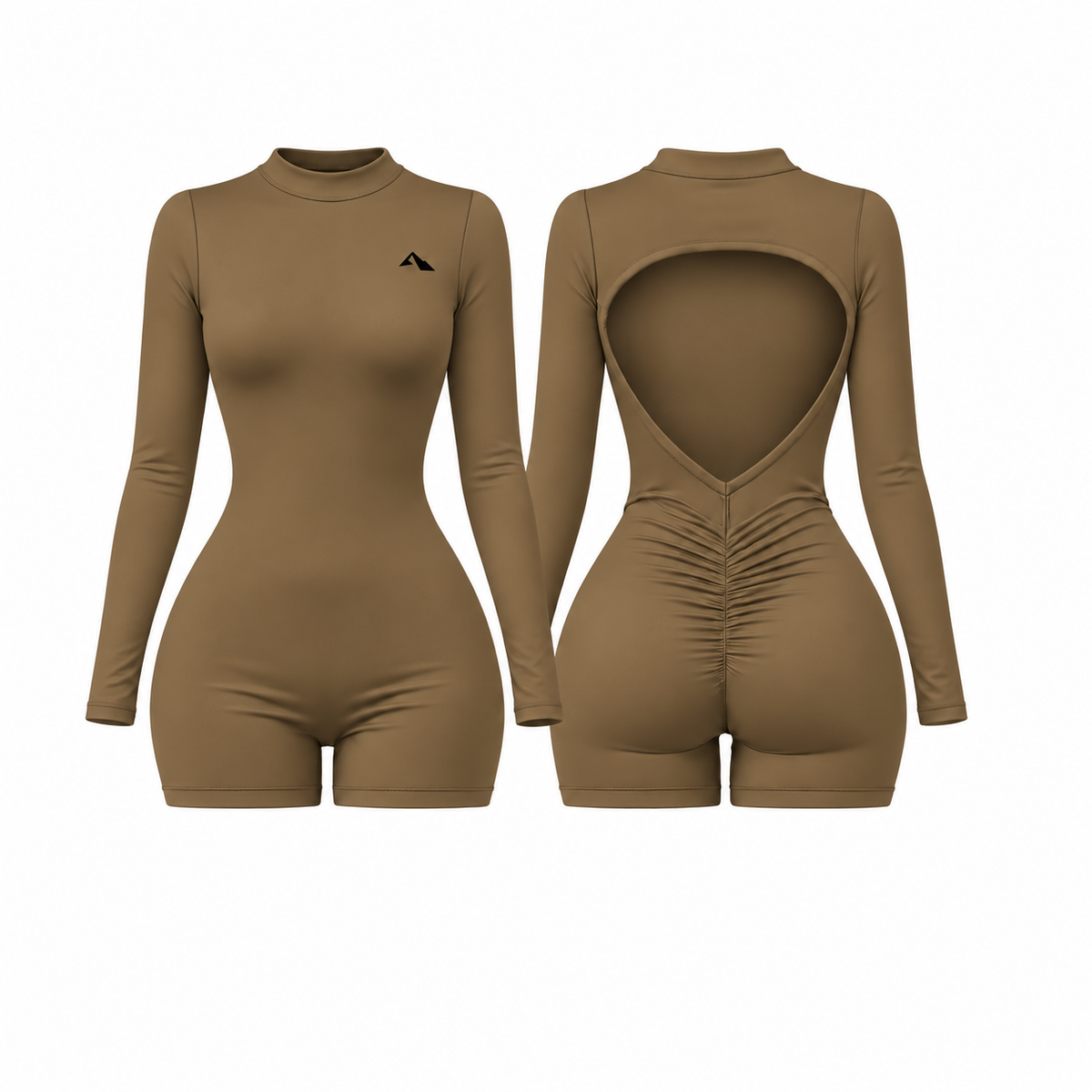 Backless Sculpt Motion Contour Romper  - Earth Green