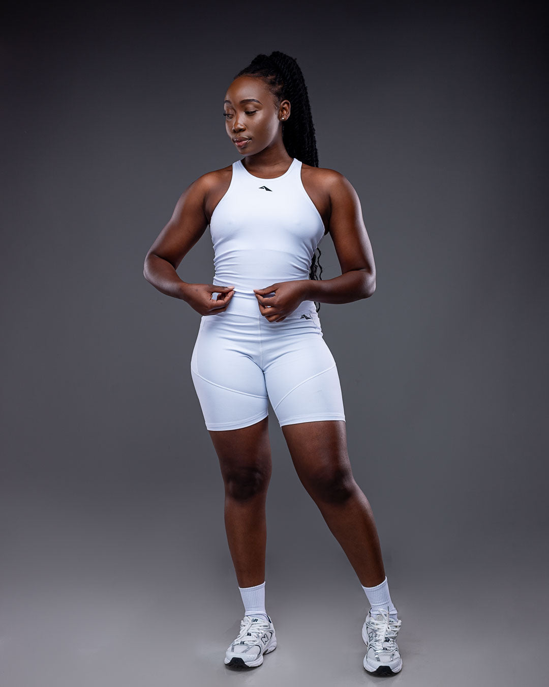 White Lytluxe Vest and Bike Short Set