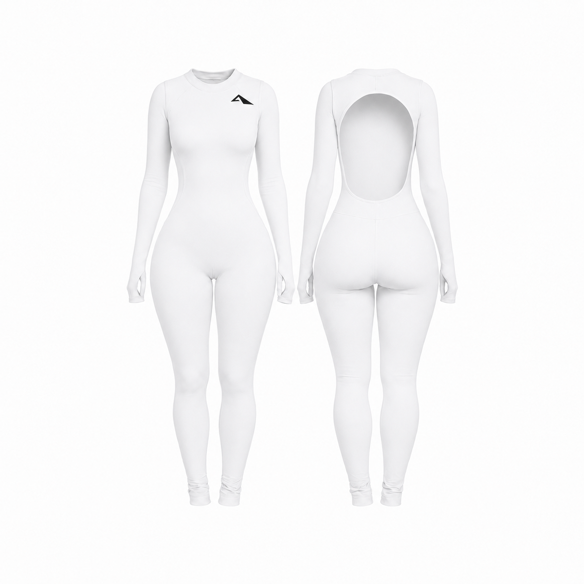 Backless Playsuit with Sleeves - White